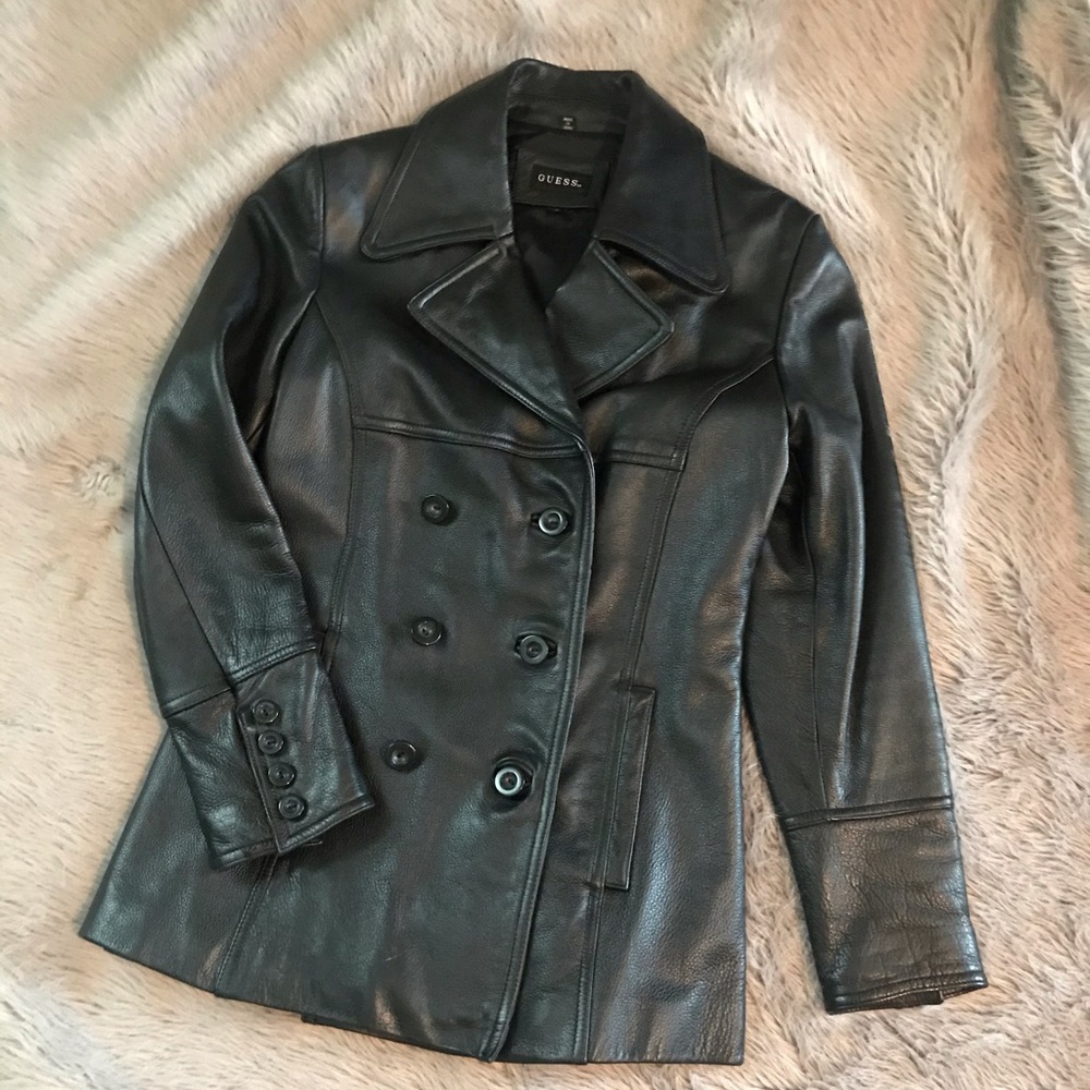 Gorgeous Guess leather fitted coat. Like brand new